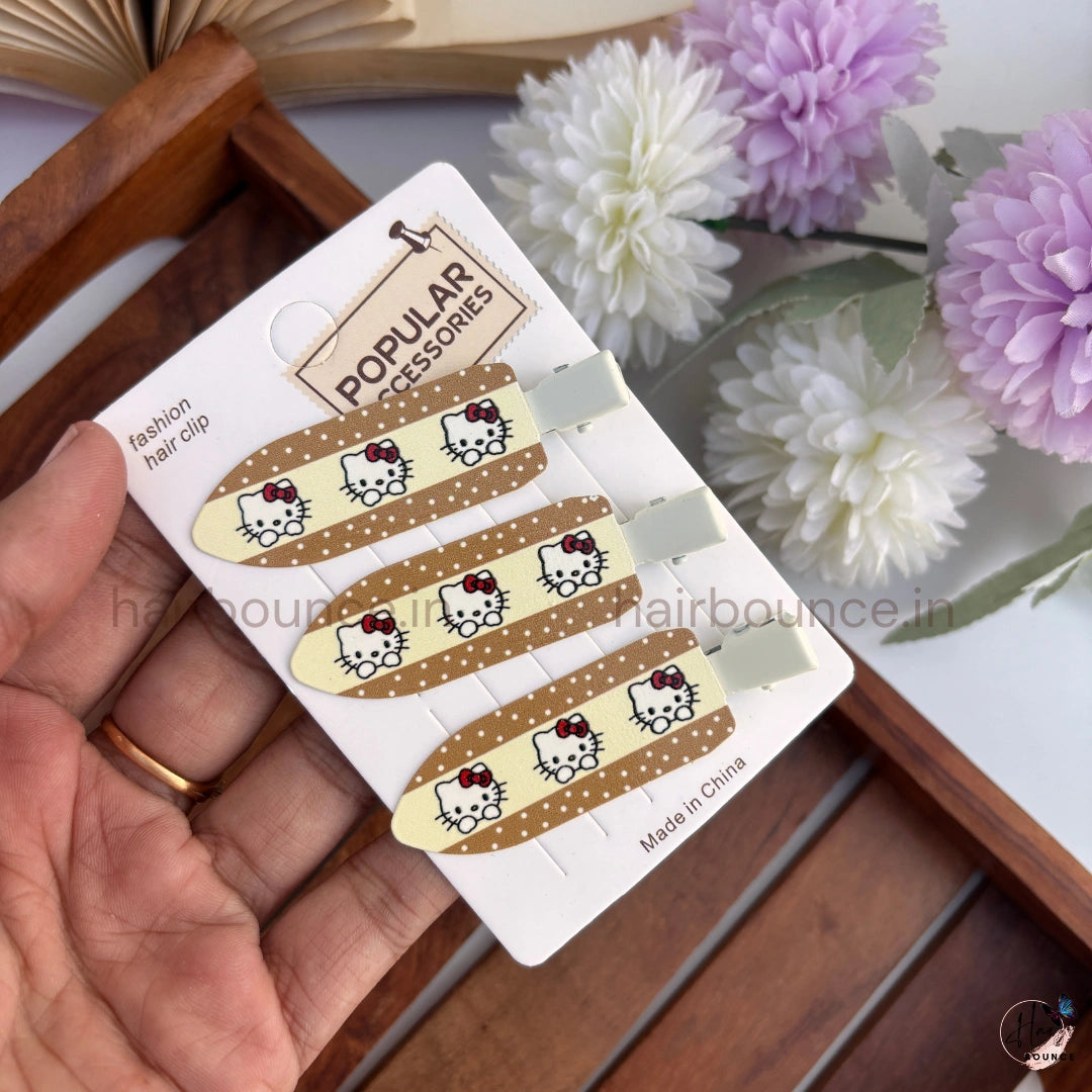 Kitty Printed Snap Hair Clips for Kids (Pack of 3)
