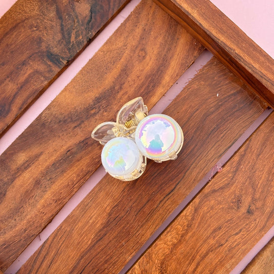 White Pearl Cherry Hair Claw - Small