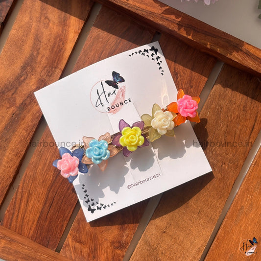 Pastel Rose Garden Multicolor Center Hair Clip