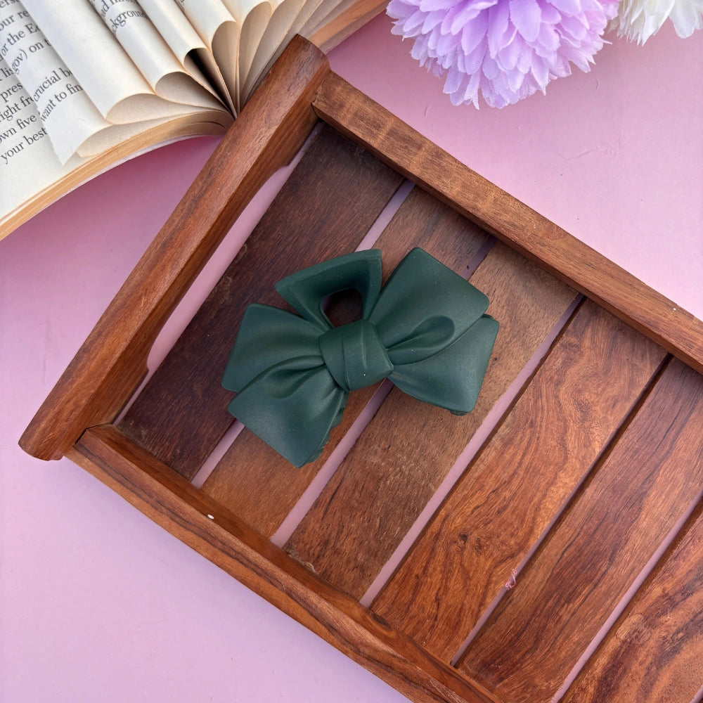 Matte Finish Bow Hair Claw - Large