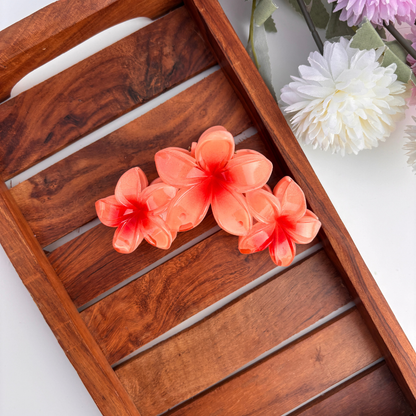 Shinny Triple Flower Hair Claw - Large