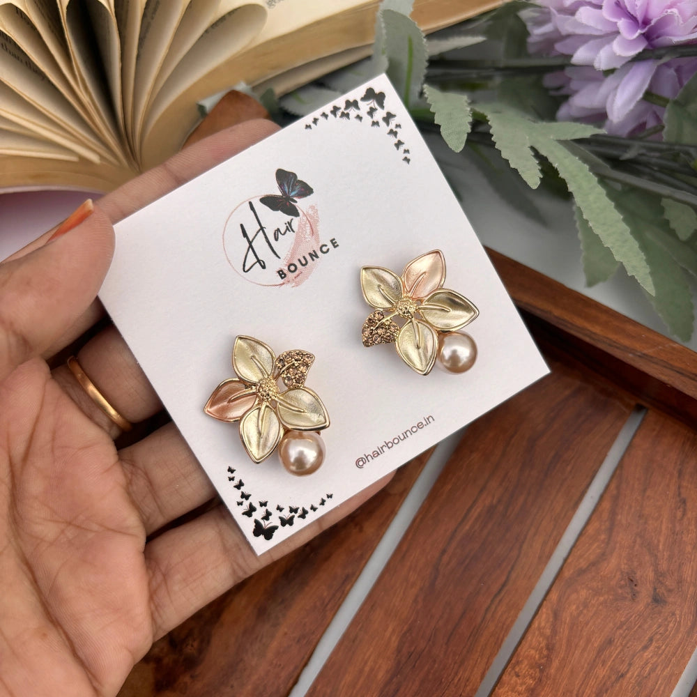 Blossom Pearl Petal Studs – Gold