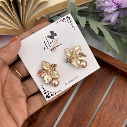 Blossom Pearl Petal Studs – Gold