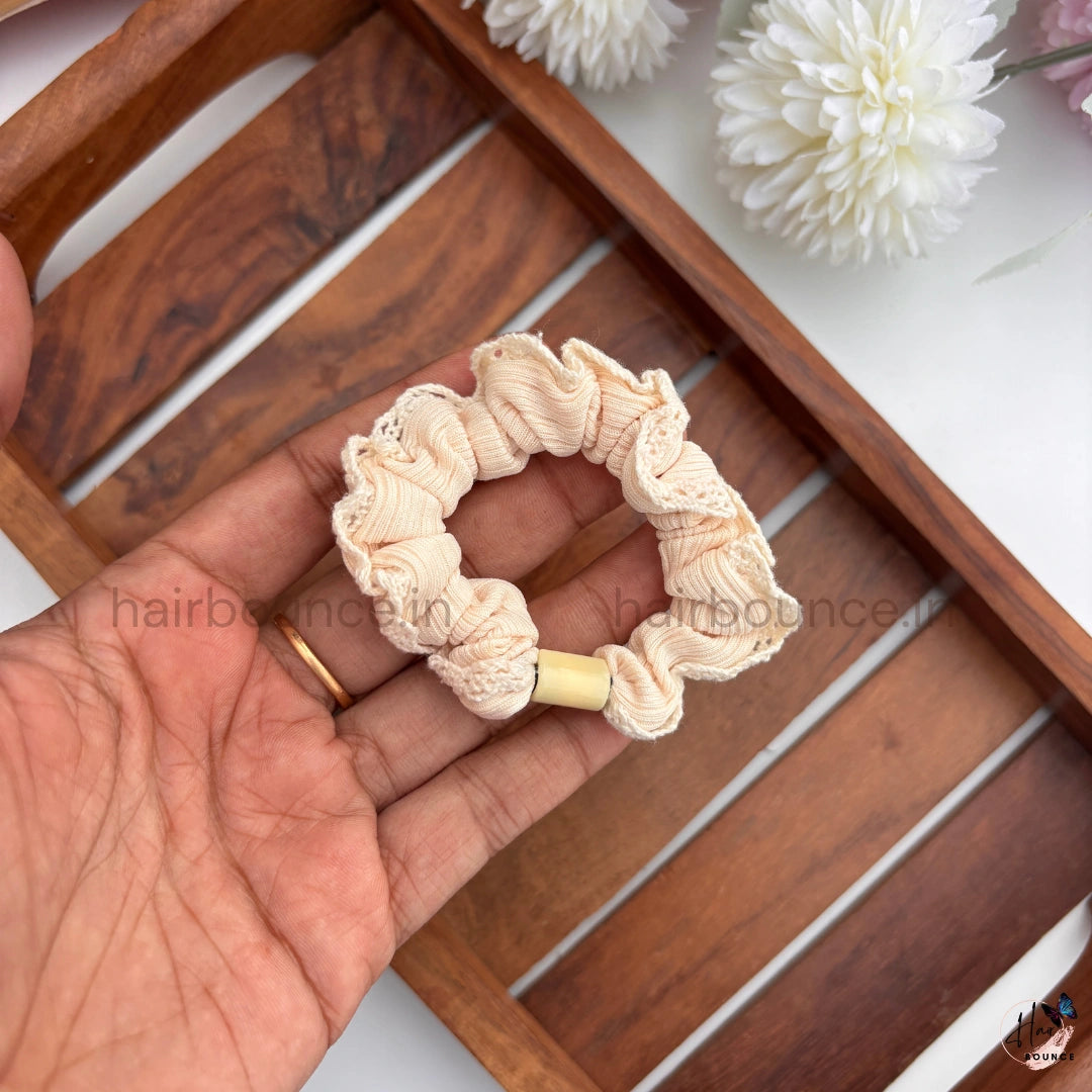 Vintage Lace Trim Scrunchie Hair Tie