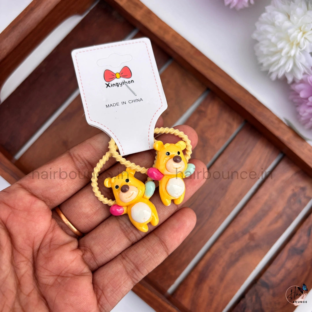Cute Teddy Bear Hair Ties for Girls – Pack of 2