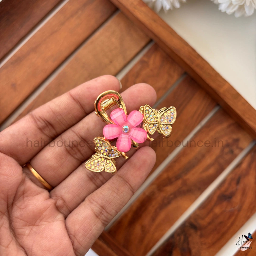 Butterfly Bloom Crystal Hair Claw - Medium