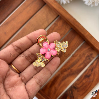 Butterfly Bloom Crystal Hair Claw - Medium