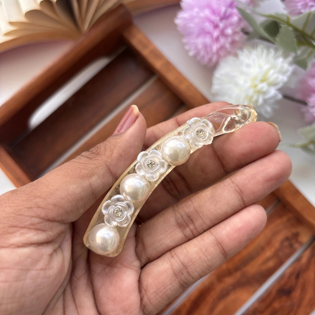 Pearl Blossom Banana Clip - Medium