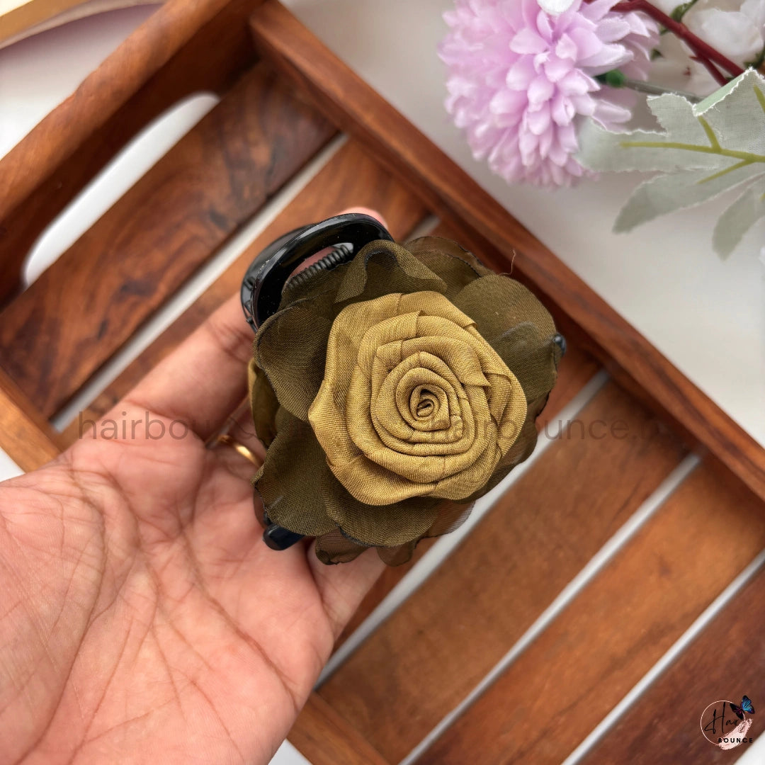 Velvet Rose Bloom Hair Claw – Medium