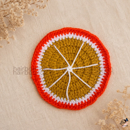 Handmade Crochet Fruit Coaster Set – Watermelon & Orange Knitted Drink Coasters for Home Décor (2 Designs)