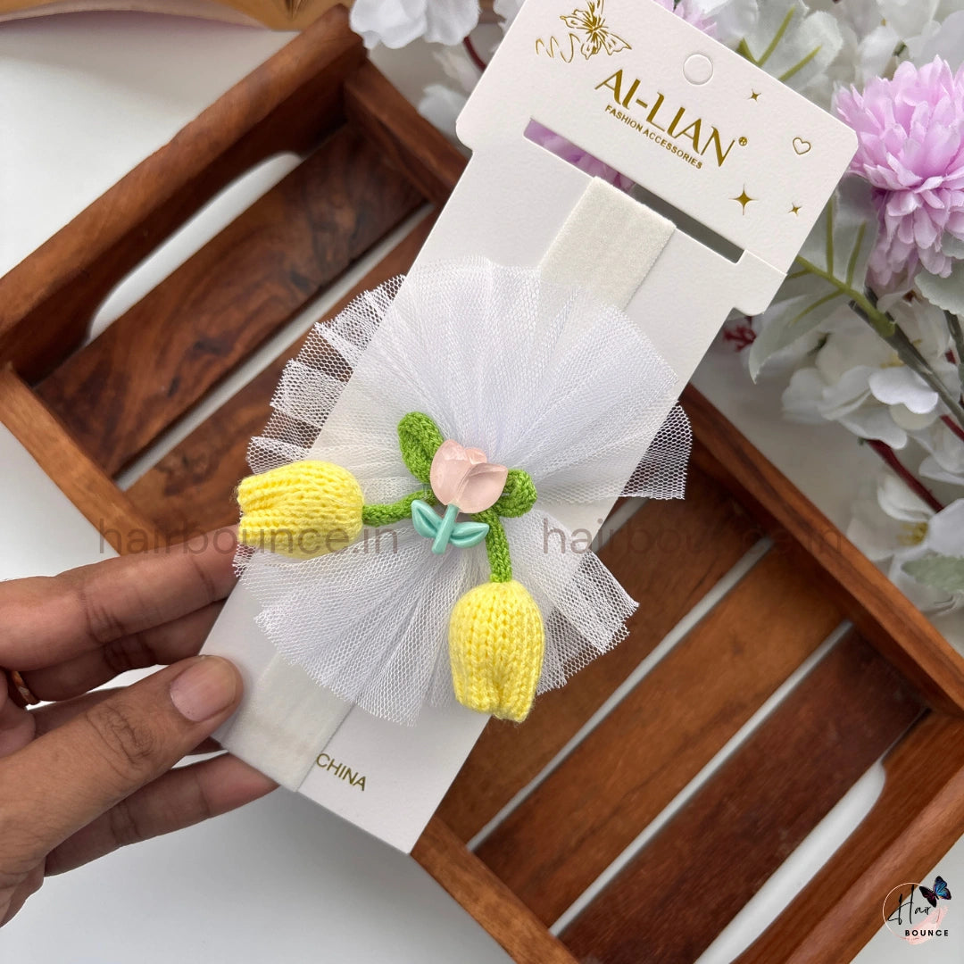 Tulip Charm Crochet Newborn Baby Nylon Headband