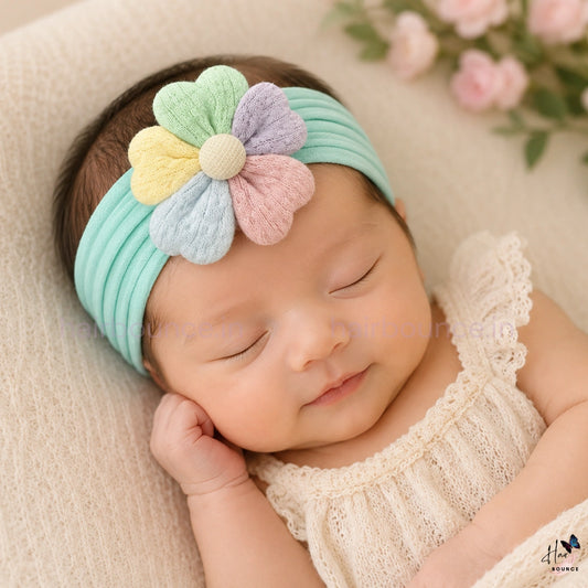Pastel Bloom Mix Colour Newborn Baby Nylon Headband
