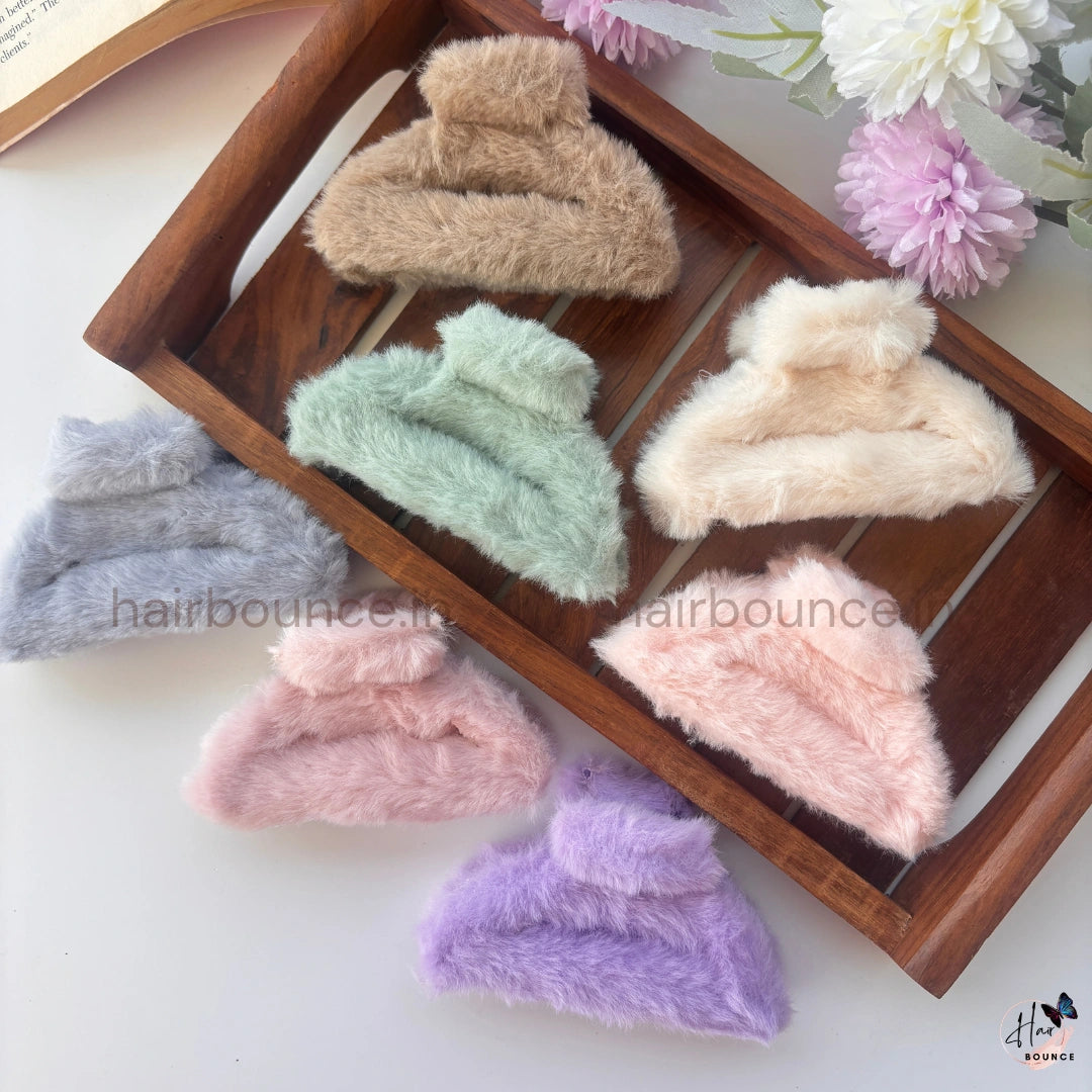 Cloud Puff Fur Hair Claw – Large