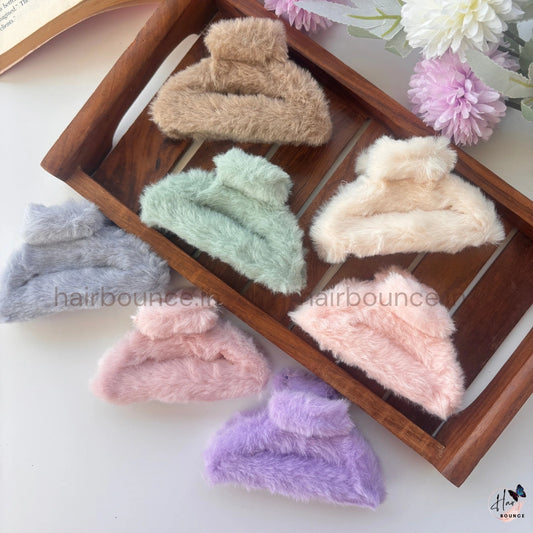 Cloud Puff Fur Hair Claw – Large