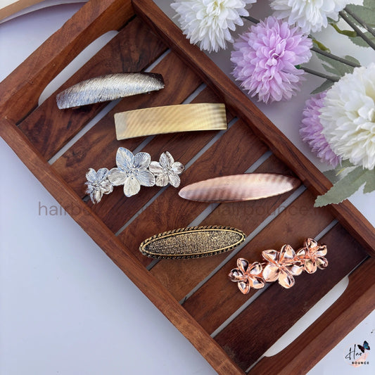 Luxe Metallic Hair Barrette Collection – Pack of 6