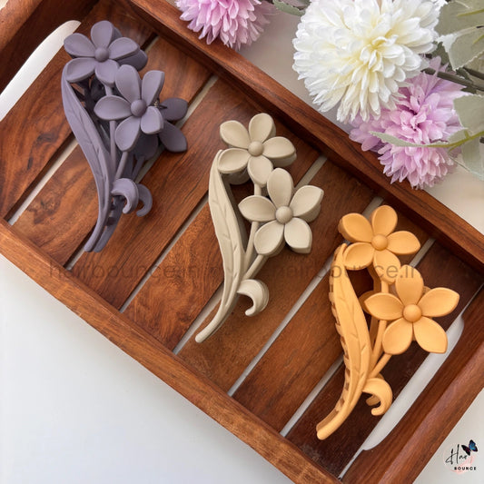 Matte Twin Blossom Vine Hair Claw – Large