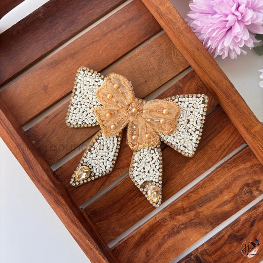 Premium Handcrafted Beaded Bow Hair Clip