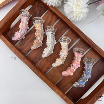 Crystal Blossom Banana Hair Clip – Medium