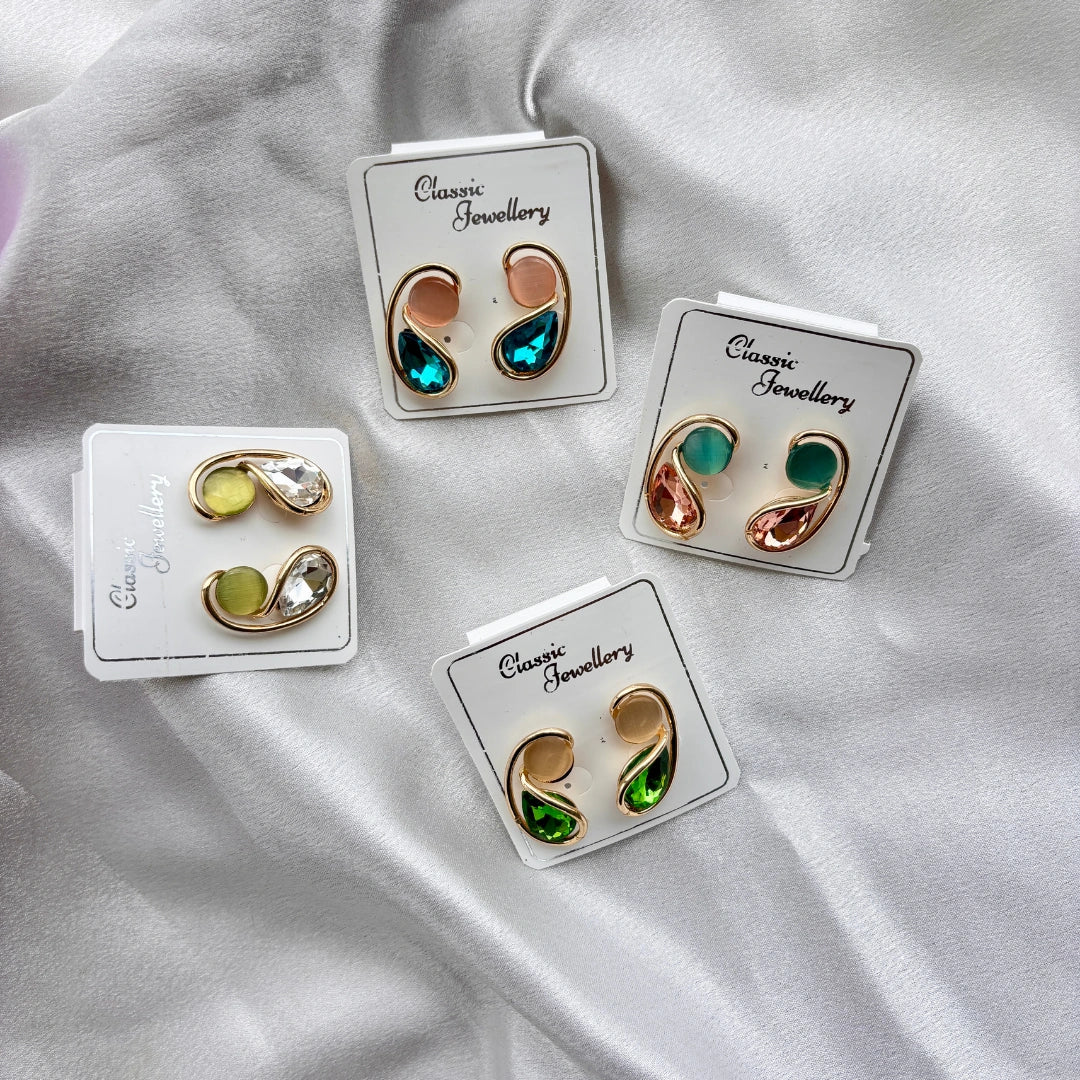 Dual Tone Teardrop Studs