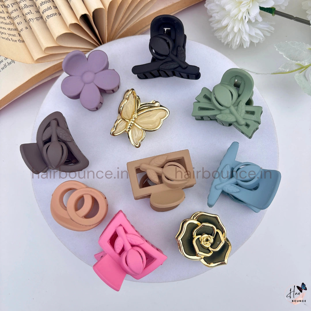 Pastel Bloom Hair Claw Hamper – Pack of 10 (Assorted Colours)