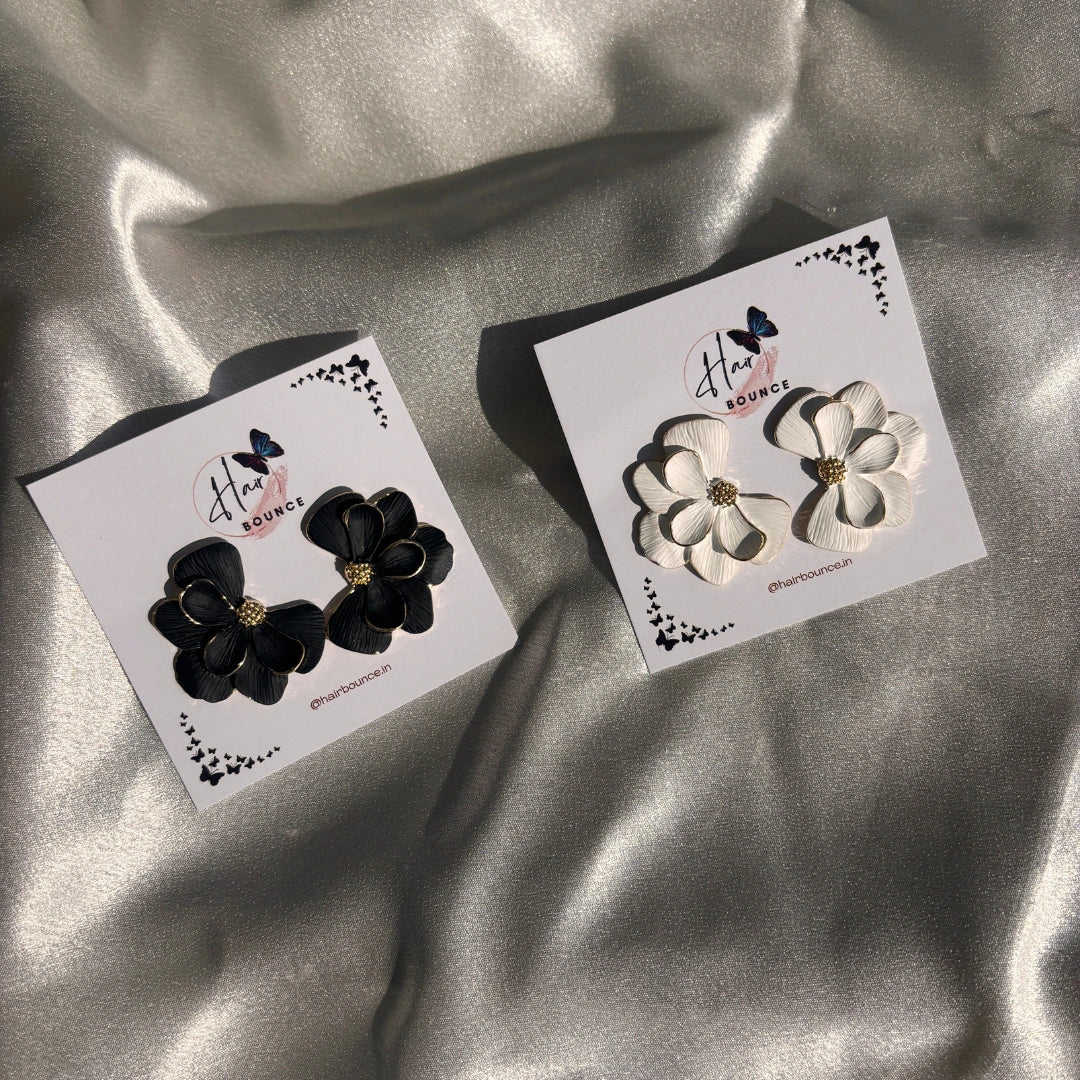 Classic Petal Bloom Earrings - Gold Outline