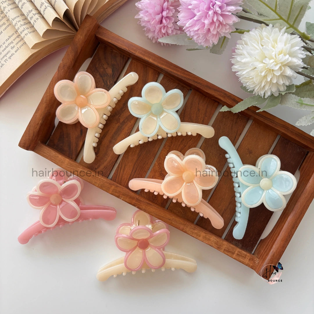 Pastel Bloom Flower Hair Claw – Large