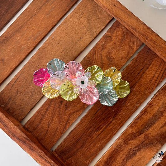 Rainbow Bloom Floral Center Hair Clip – Assorted colours