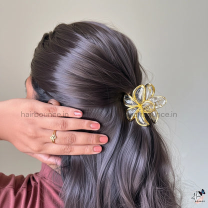 Golden Crystal Bloom Hair Claw – Medium