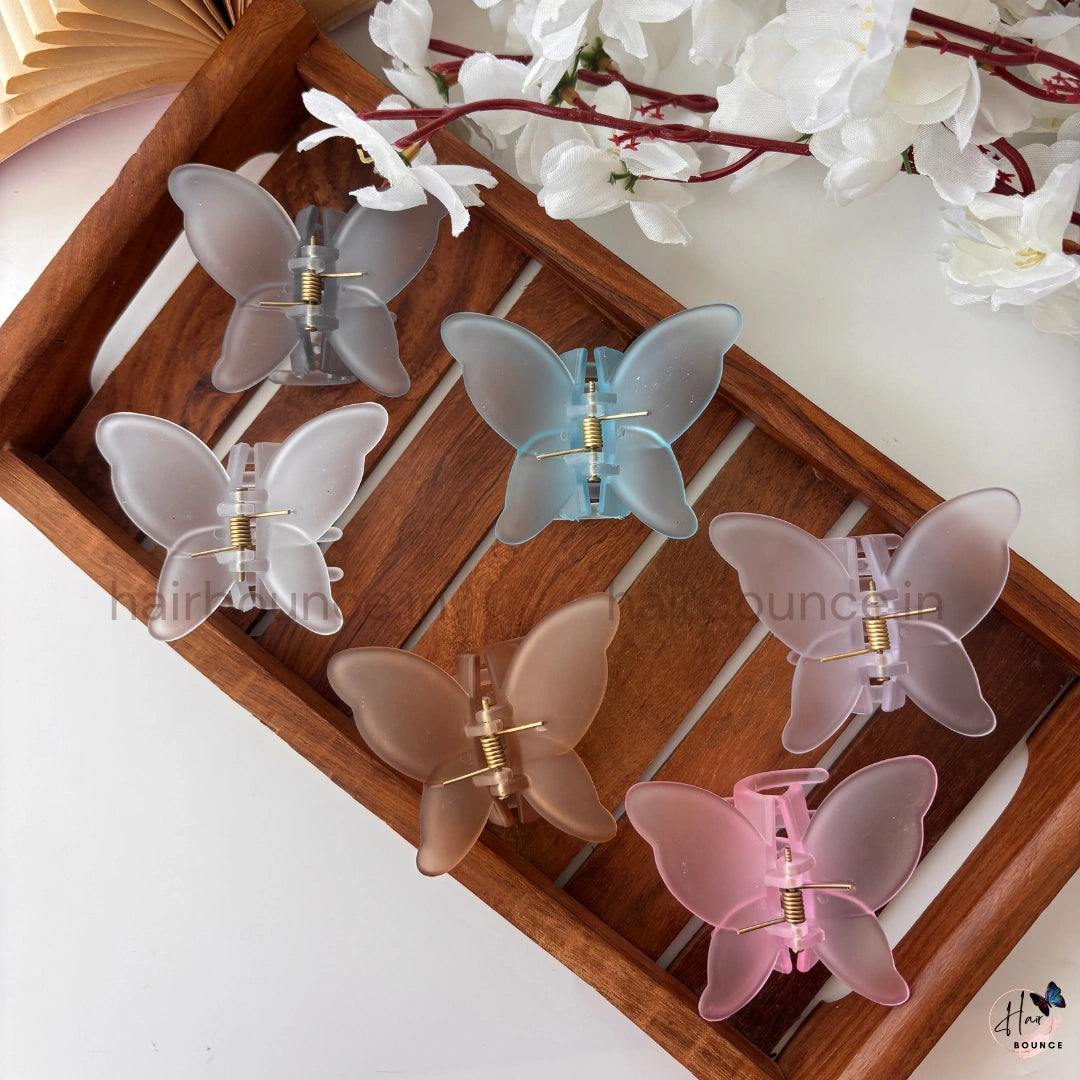 Frosted Butterfly Hair Claw – Medium