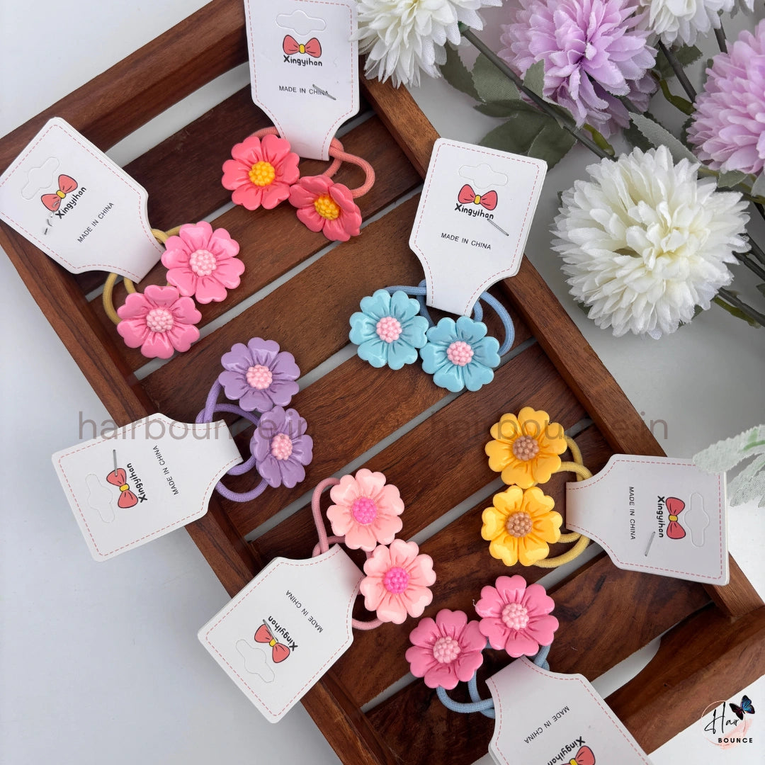 Cute Daisy Flower Hair Ties for Girls – Pack of 2