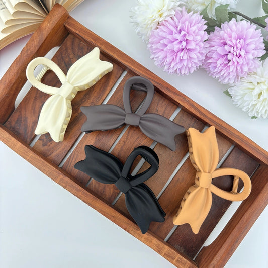Nude Shades Bow Hair Claw - Large