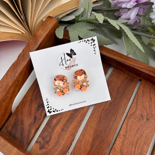 Amber Bloom Crystal Studs - Pink