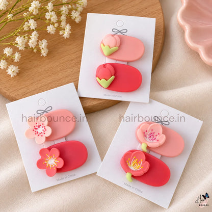 Floral Bloom Tic Tac Hair Clips – Set of 3