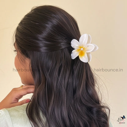 Shinny Pearl Flower Hair Claw - Large