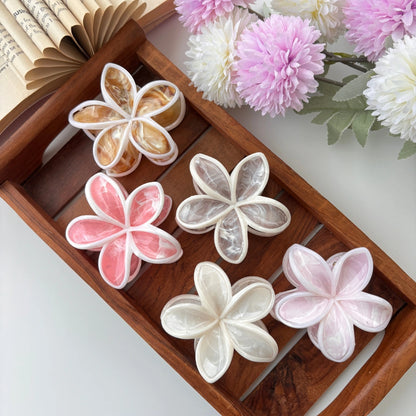 Glossy Outline Marble Petal Hair Claw – Large