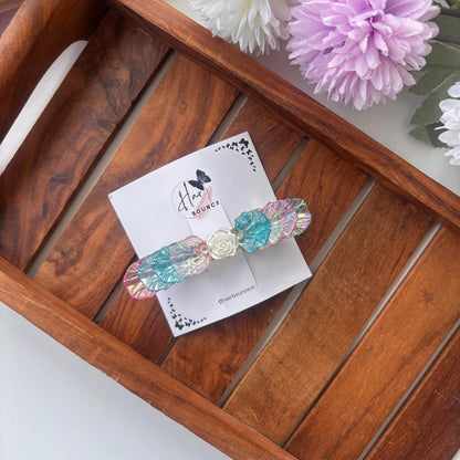 Pastel Iridescent Rose Barrette Hair Clip - Assorted Colours