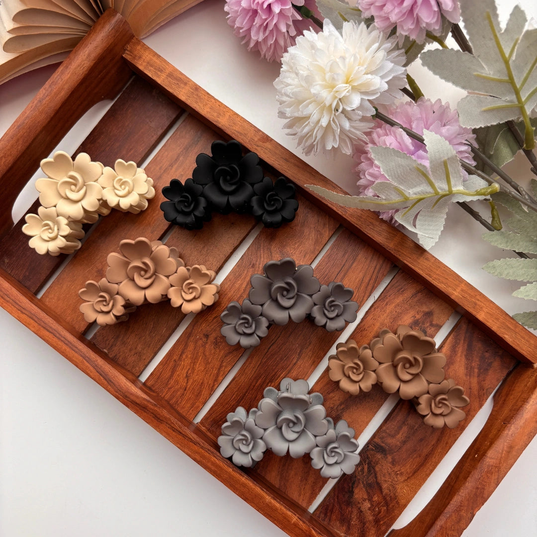 Matte Blossom Rose Hair Claw – Medium