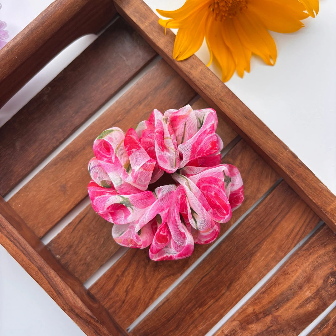 Organza Rose Garden Scrunchie - Regular