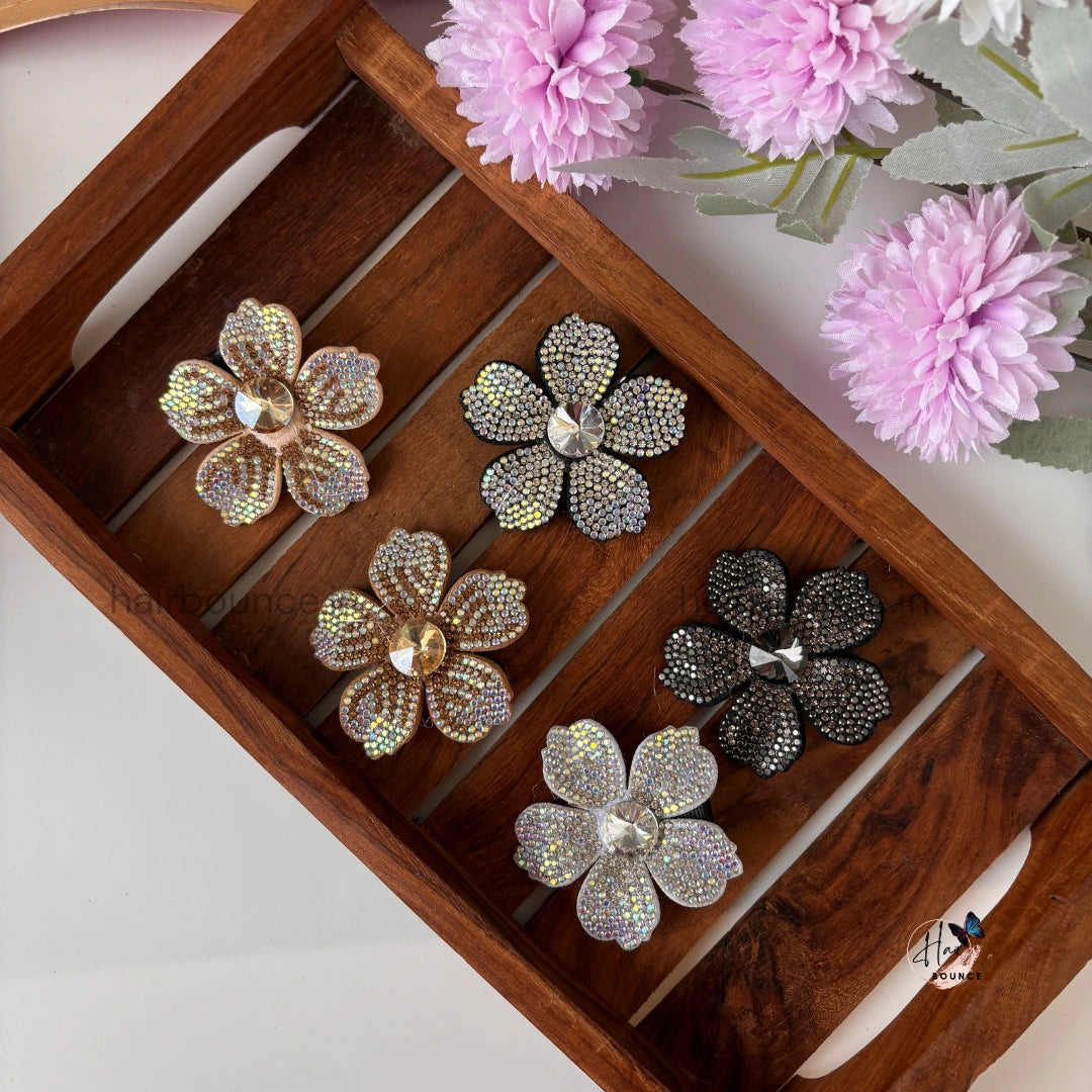 Crystal Bloom Flower Alligator Clip