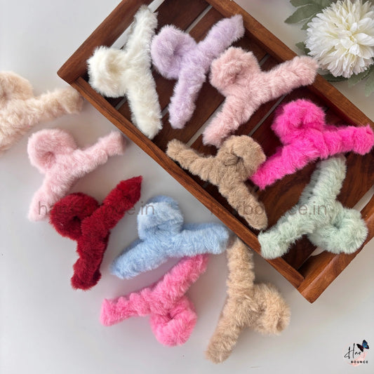 Soft Faux Loop Fur Hair Claw - Large