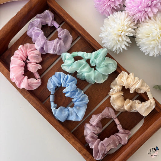 Sheer Organza Scrunchies – Soft Pastel Hair Ties