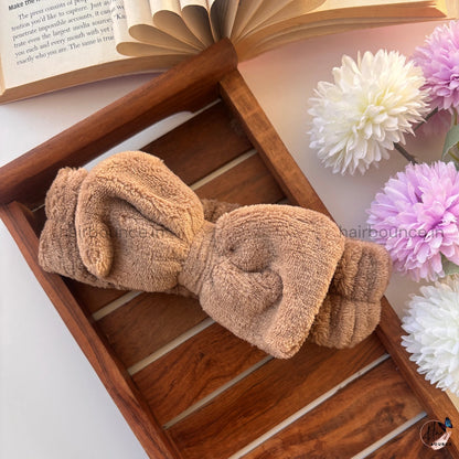 Plush Bow Facial Headband