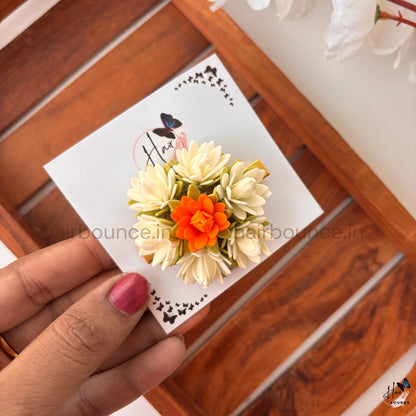 Orange Rose & Ivory Floral Alligator Hair Clip