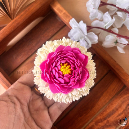 Rani Pink Lotus Floral Center Hair Clip