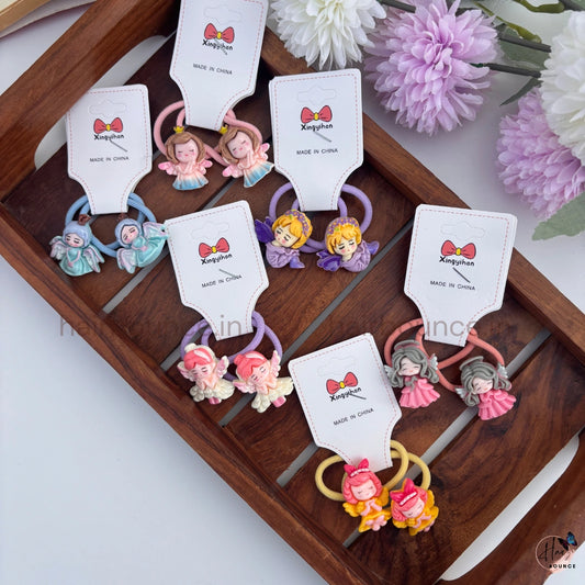 Dreamy Angel Kids Hair Ties – Cute Cartoon Elastic Ponytail Holders (Pack of 2)