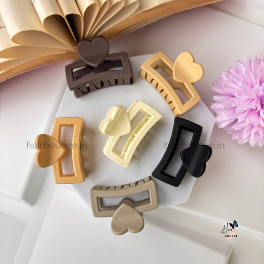 Nude Shade Heart Rectangle Hair Claw – Small