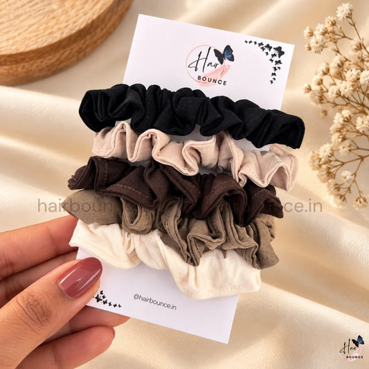 Classic Solid Colour Fabric Hair Scrunchies for Women & Girls