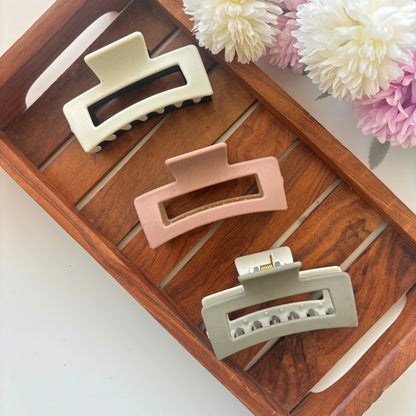 Dual Colour Light Shades Rectangle Hair Claw - Large