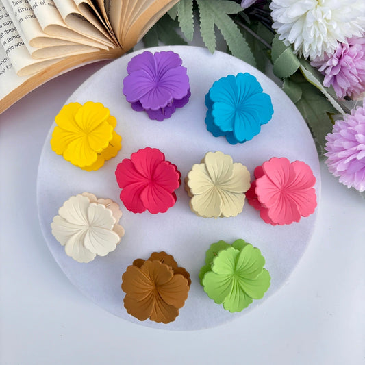 Bright Shades Matte Hibiscus Flower Hair Claw - Small