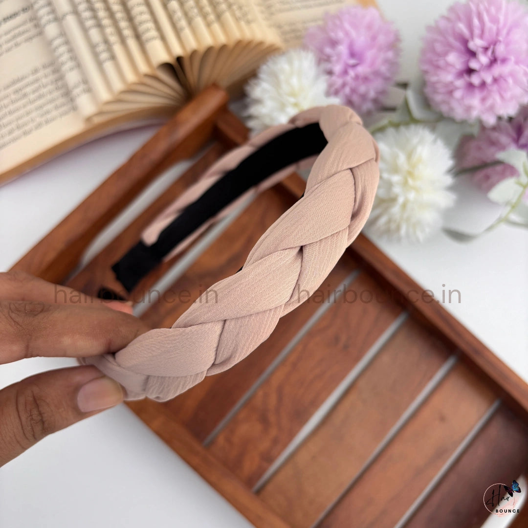 Elegant Braided Fabric Headband – Soft Padded Hair Band for Women & Girls